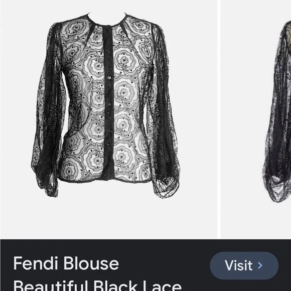 🎉HP🎉EUC Fendi Lace Button Front Blouse with Wrap Sleeve Detail - Picture 10 of 10